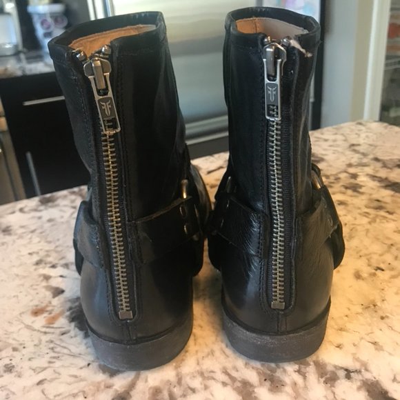 Frye Women's Harness Short Black Ankle Boot sz 8 - Picture 3 of 7